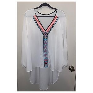 Sheer high low top